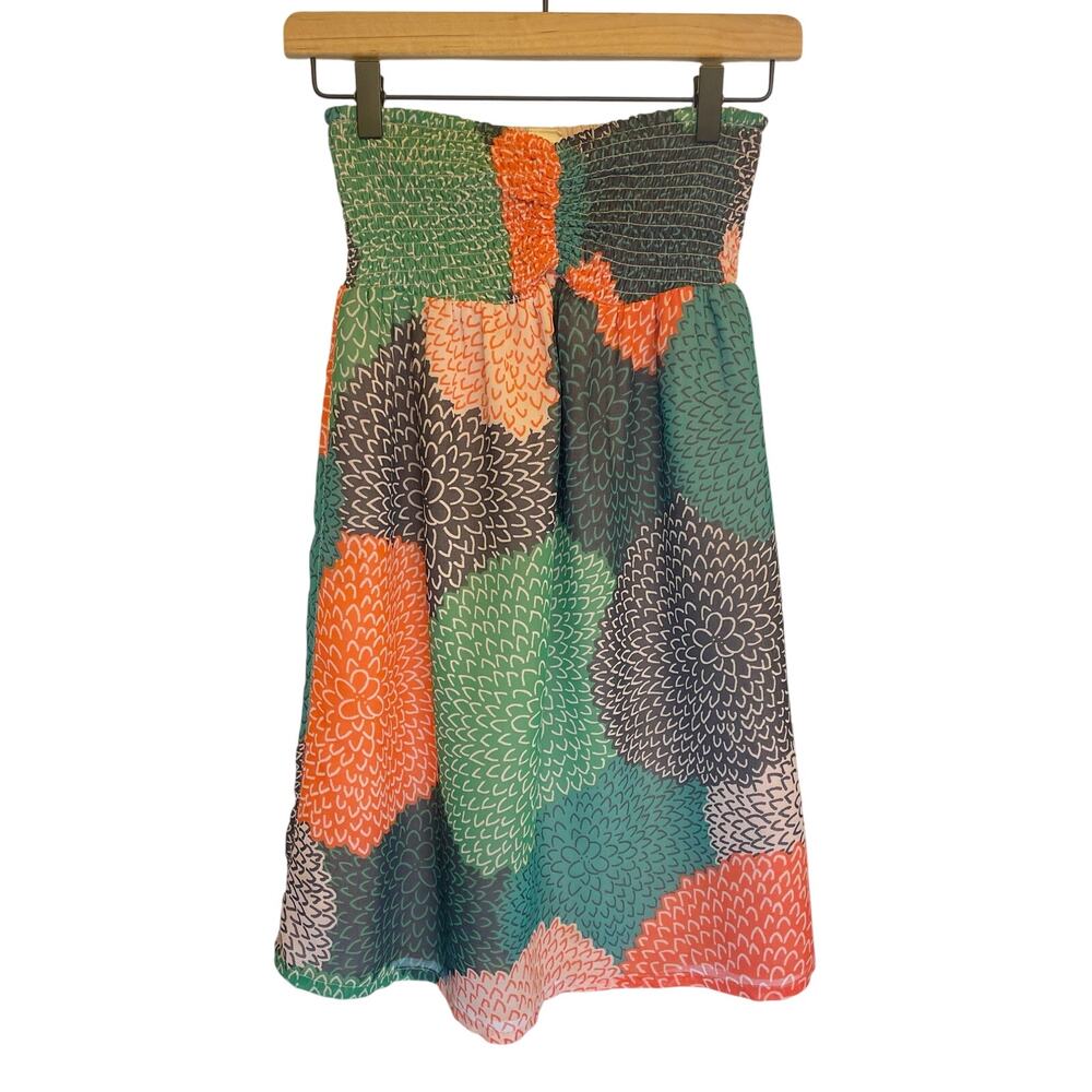 Roxy Colorful Chrysanthemum Print Tube Mini Dress M